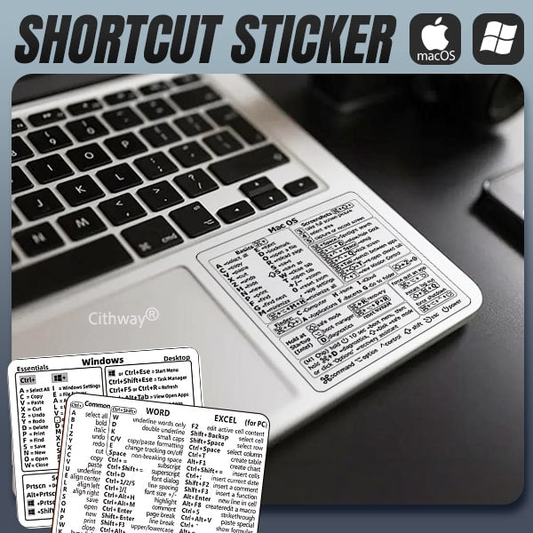 Cithway® Universal Mac/Window OS Keyboard Shortcut Sticker – Desihope