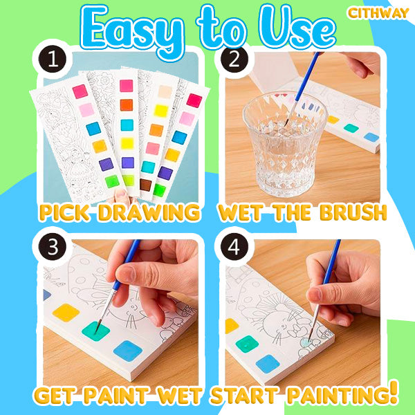 Cithway™ Built-in Watercolor Coloring Book Set