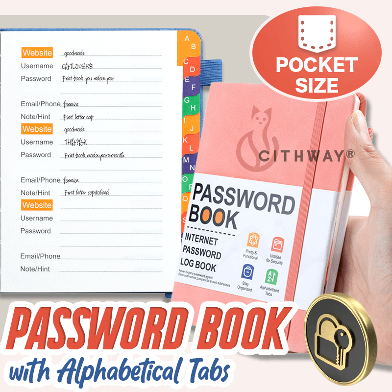 Cithway® Pocket Password Book with Alphabetical Tabs