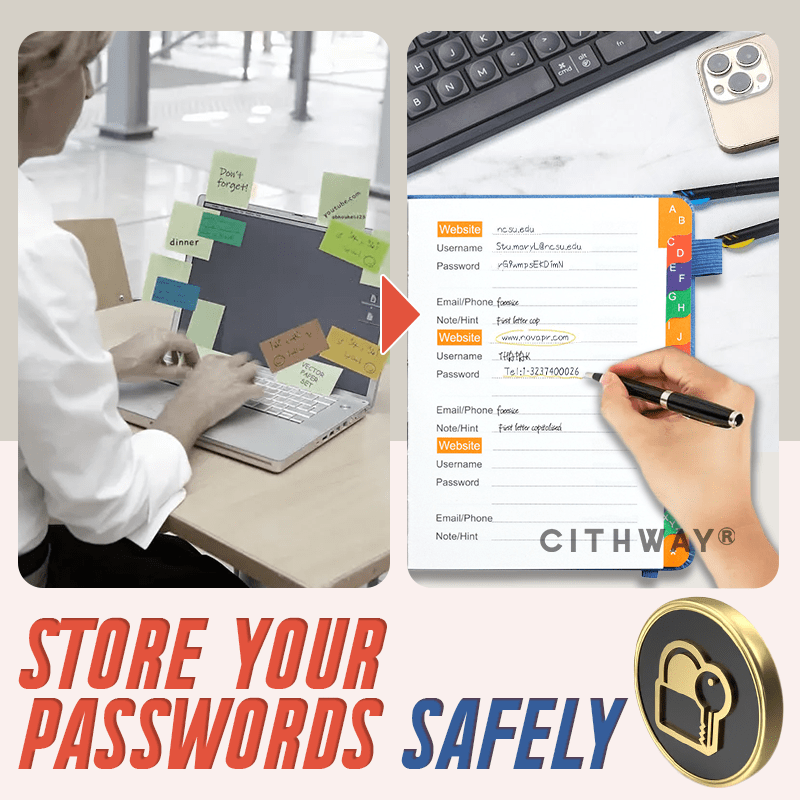 Cithway® Pocket Password Book with Alphabetical Tabs