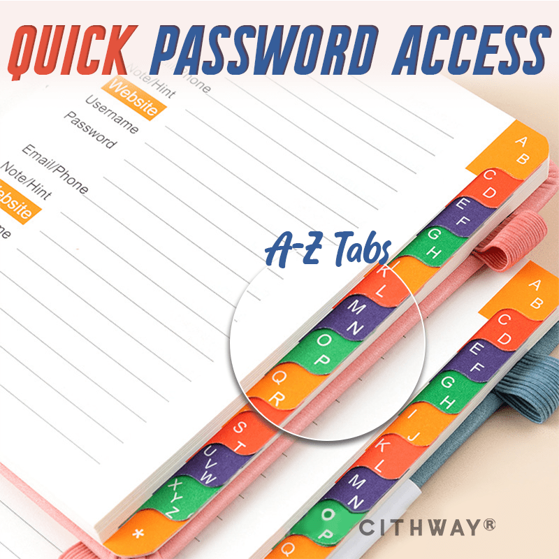 Cithway® Pocket Password Book with Alphabetical Tabs